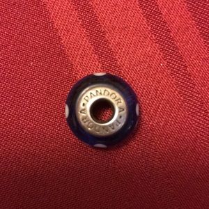 Pandora Murano glass bead, blue/white gently used.